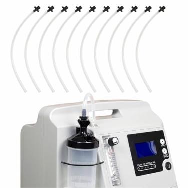 Imagem de Tubo de conexão de garrafa de umidificador concentrador de oxigênio - adaptador de copo de água umidificador gerador de O2 com conector rosqueado padrão, 10 peças (preto-reto, 30,5 cm C)