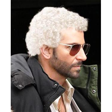 Imagem de Peruca Swiking White Short Afro Curly para homens, fantasia de Hallowe