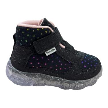 Imagem de Tênis de Led Infantil Feminino Aveludado Preto (Preto, BR, Criança de 1 a 3 anos, Numérico, P, 24)