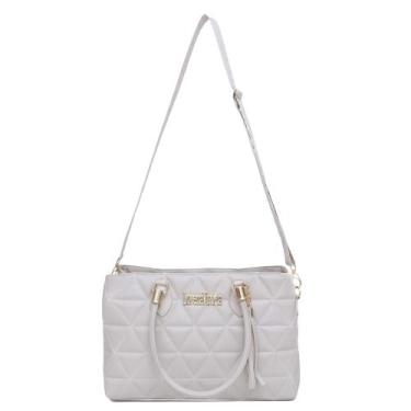 Imagem de Bolsa sacola feminina bordada alça transversal - ZBOLSA, Marfim