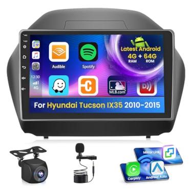 Imagem de Inefala Tela de rádio 4G 64G para Hyundai Tucson IX35 2010-2015 CarPlay Android 15 IPS tela sensível ao toque de 10,1 polegadas estéreo para carro Android câmera de backup automático Bluetooth 5.0 GPS