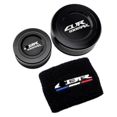 Imagem de BYYINGSUS Compatível com CBR1000RR CBR1000 RR CBR 1000 RR 2004-2019 Acessórios de motocicleta tampas de reservatório de fluido de freio dianteiro traseiro tampas e meia (combo preto)