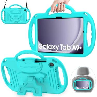 Imagem de AVAWO Capa infantil para Samsung Galaxy Tab A9+/A9 Plus 11 polegadas 2023, com alça, alça leve à prova de choque, modelo 2023 (SM-X210/X216/X218), turquesa