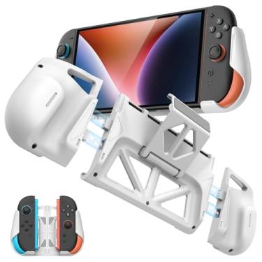 Imagem de TRANSNOVO Capa protetora para Nintendo Switch 2 com 5 compartimentos para cartão de jogo, suporte integrado e aderência ergonômica - Capa à prova de choque e anti-arranhões para console Switch 2 e