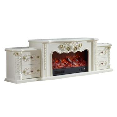 Imagem de Lareira Decorativa Suporte de TV com lareira 80,7", Oak Farmhouse Entertainment Center elétrica e gavetas armazenamento