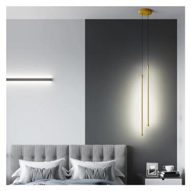 Imagem de Luzes pendentes de tira de linha, abajur de cabeceira para quarto, decoração de parede para sala de estar, iluminação suspensa LED, luminária pendente de teto LED, dourada