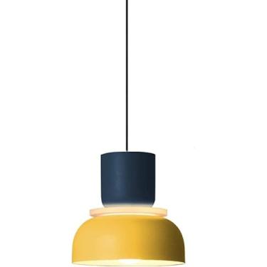 Imagem de KSSTEVNBD Luminária pendente moderna nórdica ilha de cozinha sobre pia luminária suspensa de meados do século 3 luzes de fazenda celeiro de teto lustre colorido para sala de jantar corredor/azul + y