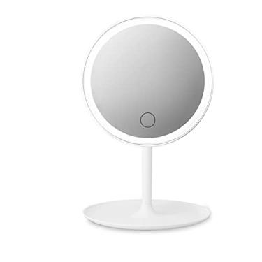 Imagem de TLTDSMY Espelho de maquiagem espelho de maquiagem com lâmpada de armazenamento de mesa giratório espelho cosmético luz ajustável espelho de maquiagem espelho de vaidade