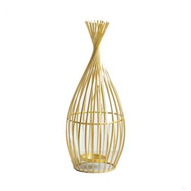 Imagem de Castiçal geométrico dourado decoração de luz romântica à luz de velas adereços de jantar castiçal suporte de lâmpada de aromaterapia suporte de vela