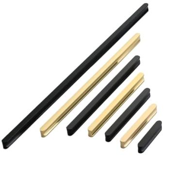 Imagem de CXYFQUUK Puxadores de porta de armário de liga de alumínio puxadores de gaveta puxadores de porta de armário ferragens 2 peças (ouro 256 mm)