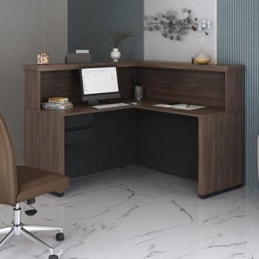 Imagem de Balcão para Atendimento Recepção em L com 2 Gavetas 147,7x147,7cm - Es