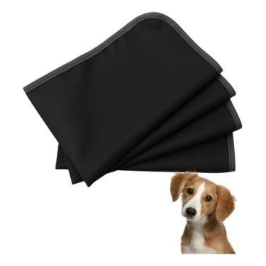 Imagem de 4 Tapetes Higiênico Lavável Preto 50x70cm Para Cachorro - FlocosPet