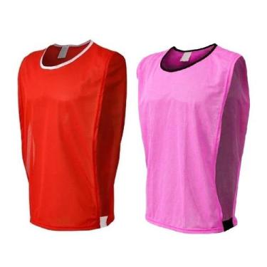 Imagem de 10 Coletes de Treino Divididos em Duas Cores (5 Vermelho + 5 Rosa) - T