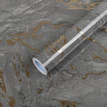 Imagem de Abyssaly Papel de contato mármore granito Peel and Stick papel de parede para bancada 39.9 cm x 299.7 cm