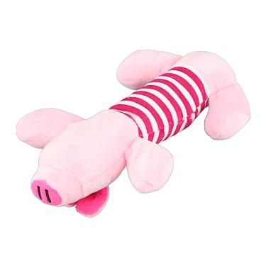 Imagem de Pssopp Brinquedo Macio da Mastigação do Cão da Forma Animal de Pelúcia, Brinquedo do Luxuoso Alívio Dentição para Filhotes e Gatos, Playtime Interativo Alívio Estresse (Porco)