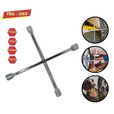 Imagem de Chave De Roda Cruz Estrela Carro 4 Bocas 17 19 21 23mm FBG-3169 - FBG 
