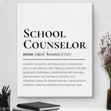 Imagem de Conselheiro Escolar Tela Arte de Parede Presentes Motivacional Definição Conselheiro Escolar Impressão em Tela Pintura Terapia Decoração de Parede Escritório Presente Emoldurado 20 x 25 cm