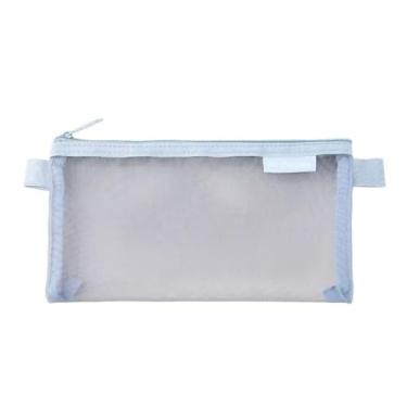 Imagem de Mini bolsa de moedas pequena bolsa criativa de cor sólida bolsa de moedas de malha fofa bolsa cosmética de malha transparente (azul claro)