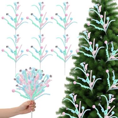 Imagem de Gerrii Enfeite de árvore de Natal doce pastel de 40,6 cm, enfeite de palheta de bengala doce, caule de macaron cacheado, grande, ramo de pirulito, spray de elfo para casa, guirlanda, enchimento de