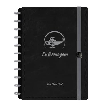 Imagem de Caderno De Disco Iscool Inteligente Personalizado 80 Folhas Profissões Preto Prata Enfermagem Grande G