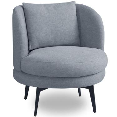 Imagem de Poltrona Giratória Orgânica Sala De Estar Living Dora T03 Linho Cinza - Lyam Decor