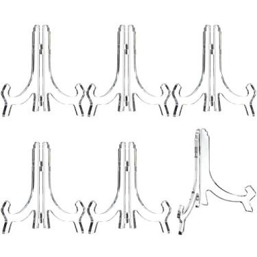 Imagem de Pacote com 6 suportes de cavalete de acrílico de 17 cm, suporte de exibição, suportes de placa para exibição, porta-fotos, porta-retratos (transparente)