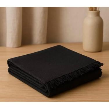 Imagem de Manta Para Sofá Gigante Luxo KING Manta Decorativa Premium 100% Algodão – Capa Protetora e Decorativa para Sofá Cama ou Sala (Pop 2,10mx1,40 PRETA)