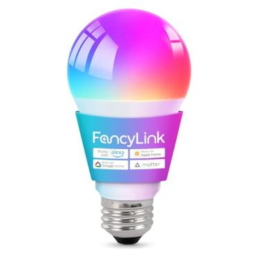 Imagem de Fancylink Lâmpadas inteligentes Matter, lâmpada que muda de cor para o Halloween, hub necessário, A19 60W, WiFi de 2,4 GHz apenas, compatível com Alexa Google Assistant, Apple Home, 16 milhões de