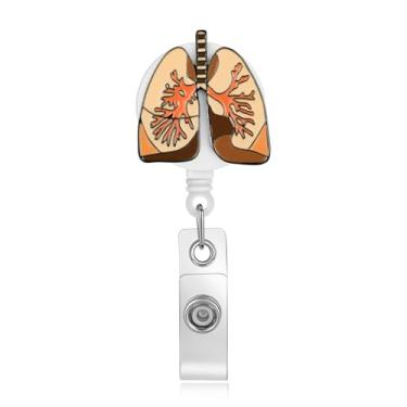 Imagem de MEDFOLY Carretel de crachá de anatomia pulmonar clipe de suporte de crachá de identificação médica do departamento respiratório para enfermeiras, médicos de pulmão, profissionais de saúde