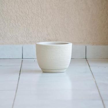 Imagem de Vaso de Planta Decorativo Bojo Redondo 20x25 com Prato Luxo Centro Mesa Bancada em Polietileno (Bege)