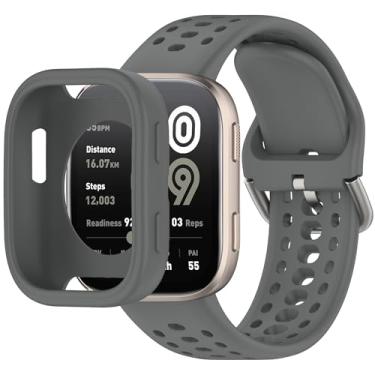 Imagem de QHBAMD Pulseira de silicone para relógio Amazfit Bip 6 A2435 – capa de TPU macio, respirável, impermeável, com fecho seguro, para academia, corrida o dia todo