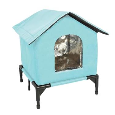 Imagem de Stgfyxgs Casinha de Gato para Exterior, Abrigo Isolado E à Prova de Vento Feito de Tecido Oxford, Tenda Quente para O Inverno, Pátio, Jardim, M Blue