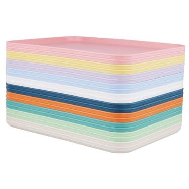 Imagem de NINGWAAN 20 bandejas de plástico para cafeteria de fast food, bandeja de serviço de arte empilhável retangular colorida para projetos de bricolage, casa, festa, 10 cores, 30 x 23 x 0,6 cm
