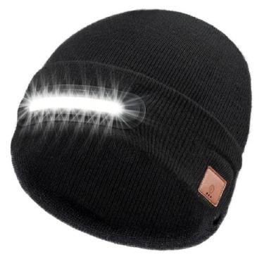 Imagem de Gorro LED RANCOVY com luz USB recarregável unissex preto