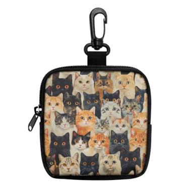 Imagem de Mini porta-moedas porta-chaves bolsa portátil para chaves, moedas, fone de ouvido, batom, porta-cartões, organizador de cabos, bolsa com zíper, acessórios, Quebra-cabeça de gato