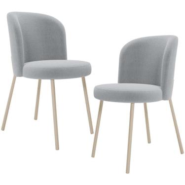 Imagem de Kit 02 Cadeiras Para Sala De Jantar Cozinha Estofada Gavi Arena L02 Bouclê Cinza - Lyam Decor