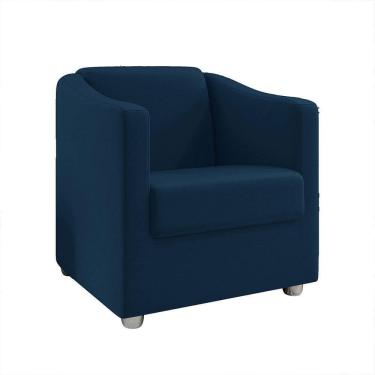 Imagem de Poltrona Decorativa Tilla Suede Pés Cromado Azul Marinho
