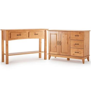 Imagem de Kit Balcão Buffet 2 Portas E Aparador 100% Madeira Rústica Mirella Carvalho