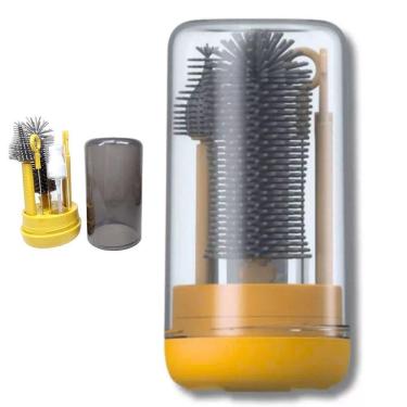 Imagem de Kit Escova De Limpeza 4 Em 1 Mamadeira Garrafa Copo Bebe Criança Higiene Limpeza Bolsa Passeio Viagem