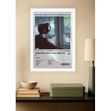 Imagem de Quadro Lil Peep Come Over When You're S. (Light) Com Vidro Branca Tama