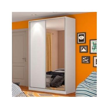 Imagem de Guarda-Roupa Nova Mobile Moon com Espelho, 2 Portas de Correr, 3 Gavetas e 6 Prateleiras - Branco