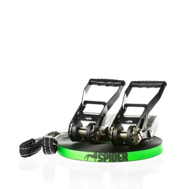 Imagem de Spider Slackline s - Kit Longline Slackline | Fly Line 82 | Inclui duas catracas com calços espaçados, correias Slackline de 25 m e uma bolsa Sling | Conjunto completo de comprimento 25 m