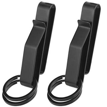 Imagem de Porta-chaves de cinto de serviço, pacote com 2 clipes para chaves, aço inoxidável Stealth Belt Loop porta-chaves com 4 chaveiros UIInosoo para algemas serve no máximo cinto de 5 cm