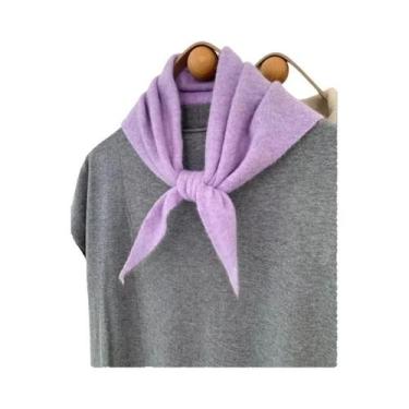 Imagem de Cachecol De Lã Triangular Listrado Quente E Macio Para O Inverno Femin