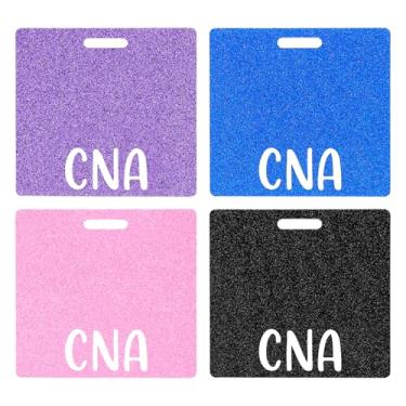 Imagem de FNANJWQ 4 peças de porta-crachá CNA com glitter, etiquetas de identificação de nome de identificação de acrílico acessórios de enfermagem suporte de carretel para enfermeira, médico, trabalhador de