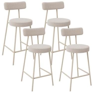 Imagem de Kit 04 Banquetas Baixa Cozinha Sala Jantar Bancada Milão Arena L02 Bou