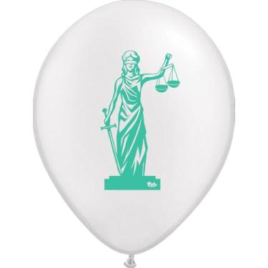Imagem de Balões Lady Justice – Látex de 30,5 cm – Impressão frente e verso (12 peças) para graduações em Direito, Eventos Jurídicos e Festas com Tema de Justiça e quaisquer outros eventos - Encha com Ar ou