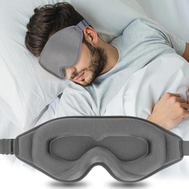 Imagem de Máscara de dormir para mulheres e homens copo contornado 3D sem pressão máscara de olhos para dormir ajustável macia para olhos venda noturna (cinza)