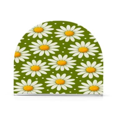 Imagem de Qilmy Porta-guardanapos de acrílico com margaridas brancas, suporte de guardanapo de coquetel de plástico transparente para mesas de restaurante de cozinha, 1 peça