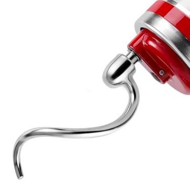 Imagem de RECAPS Gancho de massa espiral de aço inoxidável para batedeira KitchenAid 5-6QT, batedeiras de suporte de tigela, resistente à ferrugem, amassamento eficiente para pão, pizza, macarrão, biscoitos
